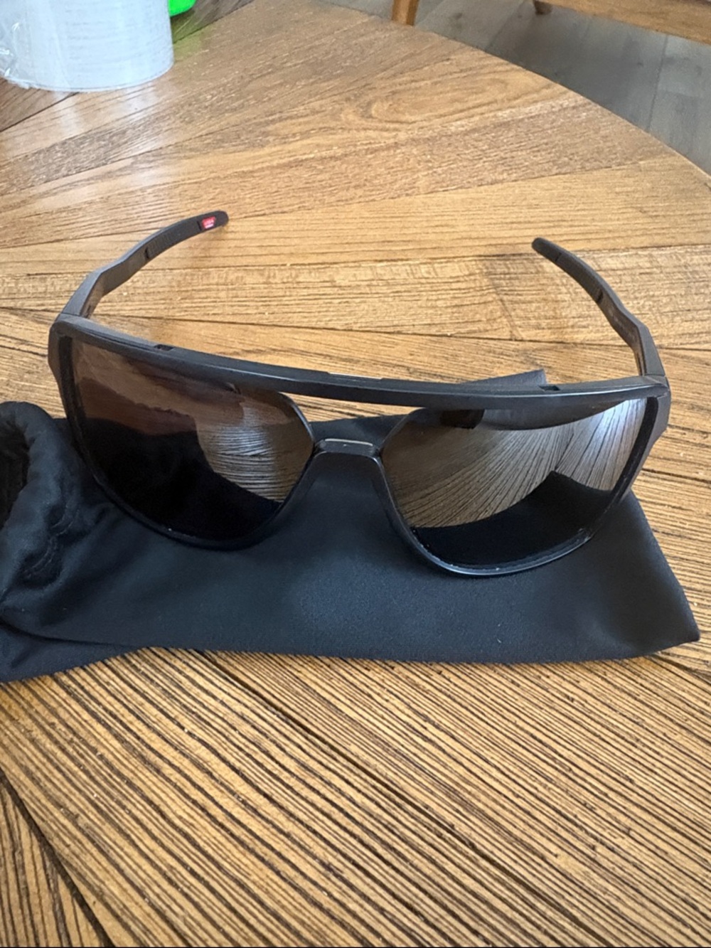 Oakley Men's Black Shield Sunglasses with Dark mirrored Lenses